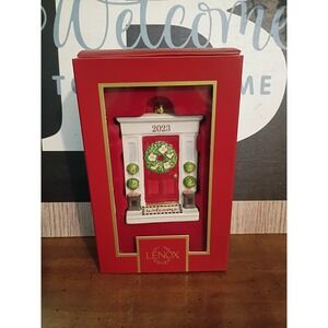 Lenox 2023 Welcome Home Ornament Red Door Wreath Porcelain 894441 New in Box